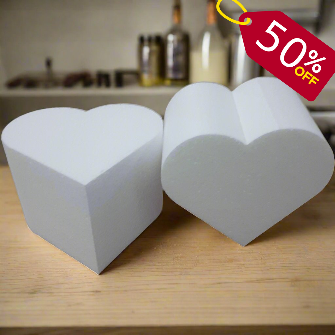 Heart Shaped 5" tall x 4" thick Cake Dummies (2 Pack)